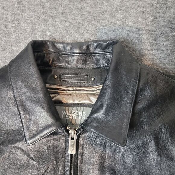 Vtg Wilson Leather Mens Size L Thinsulate lined biker Bomber Jacket Y2K - Picture 3 of 12
